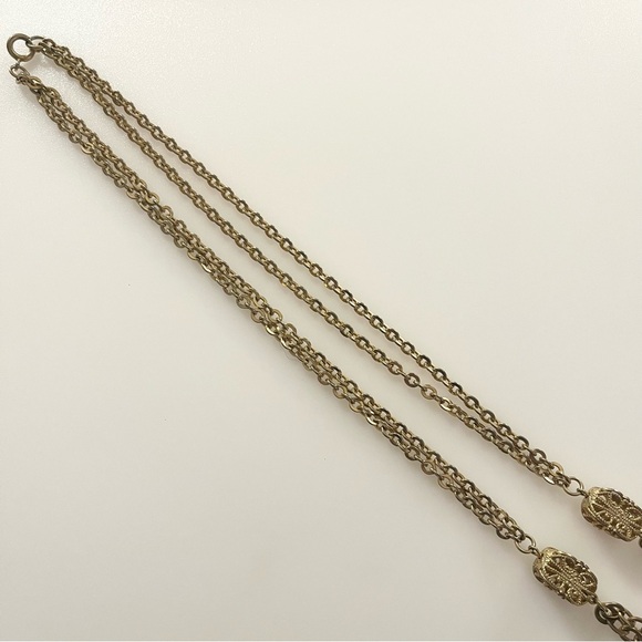 Vintage Emmons Gold Tone Tassel Pendant Chain Necklace - Picture 8 of 16